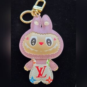 Labubu Designer Pink and Gold Keychain/bagcharm